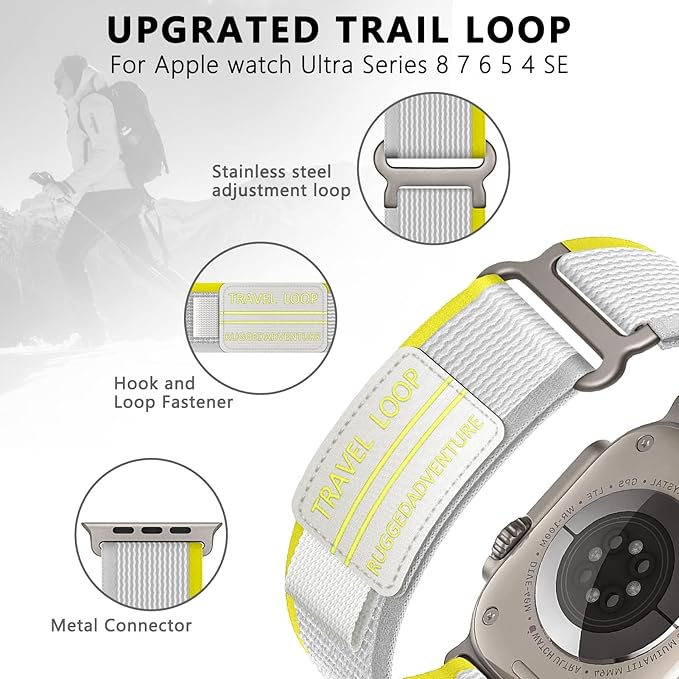 Trail Loop سوار من أسلي جلوبال للساعات الذكية مقاس 45/49 ملم |رمادي و أصفر Trail Loop سوار من أسلي جلوبال للساعات الذكية مقاس 45/49 ملم |رمادي و أصفر